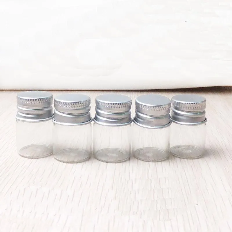 5ML Clear Glass Bottles Message Wishing Candy Makeup Cosmetic Sample Bottles Jar Essential Oils Vial Container With Aluminium Screw Cap Ucaj