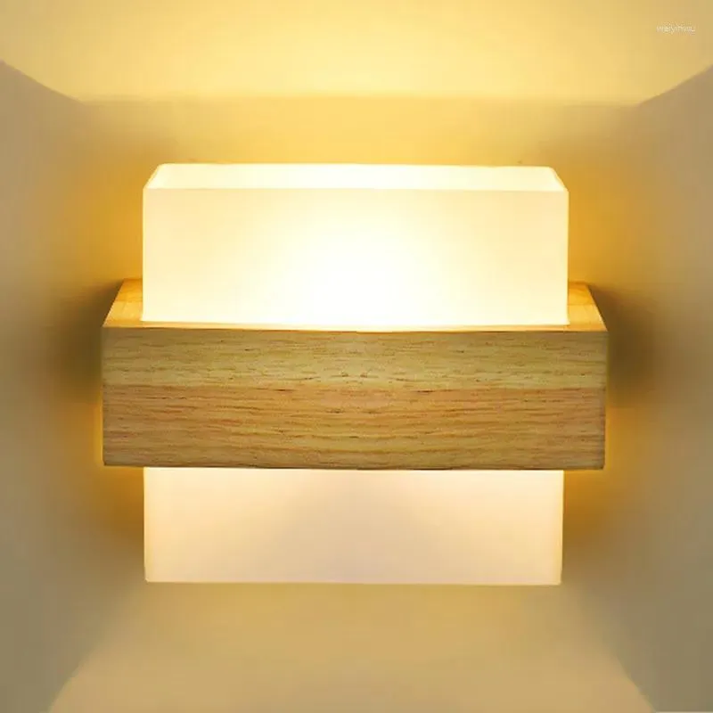 Vägglampor modern trälamp led glas spegel tvättmaskin sconces ljus fixturer toalettbord vardagsrum