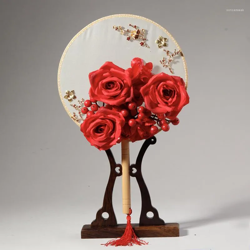 Figurine decorative ROUND Fan Sposato il bouquet della sposa della mano in stile cinese xiuhe wedding diventa antico