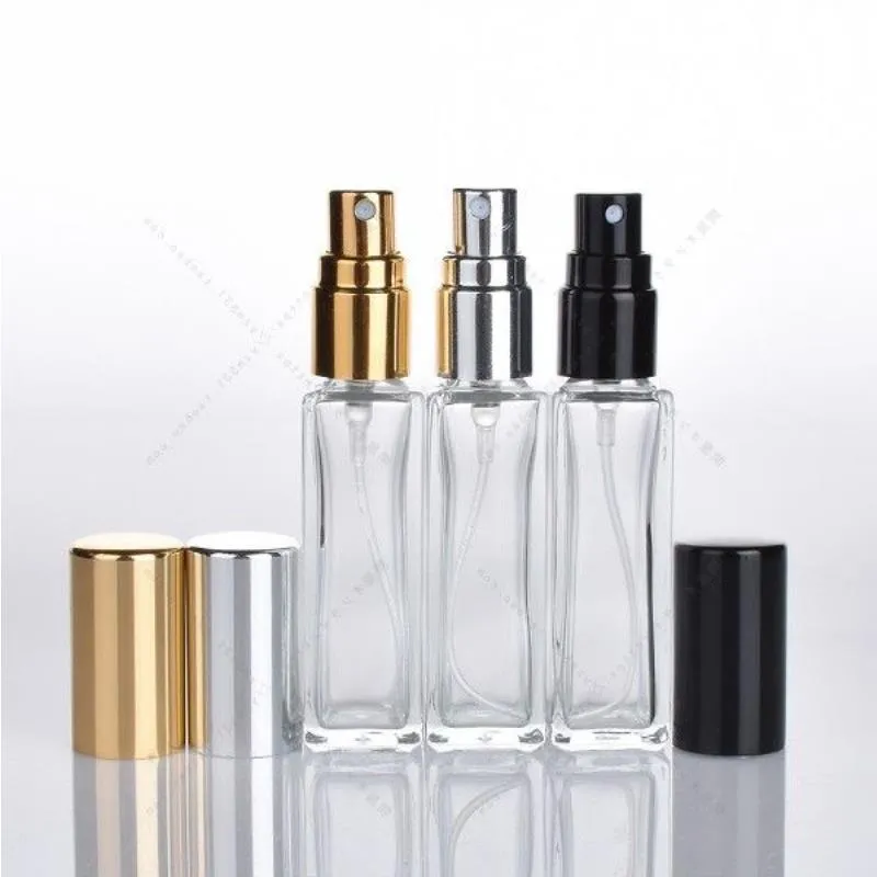 10 ml 1/3oz lång smal parfym atomizer fyrkantig tomma påfyllningsbara klara glas sprayflaskor resesprutor thswk