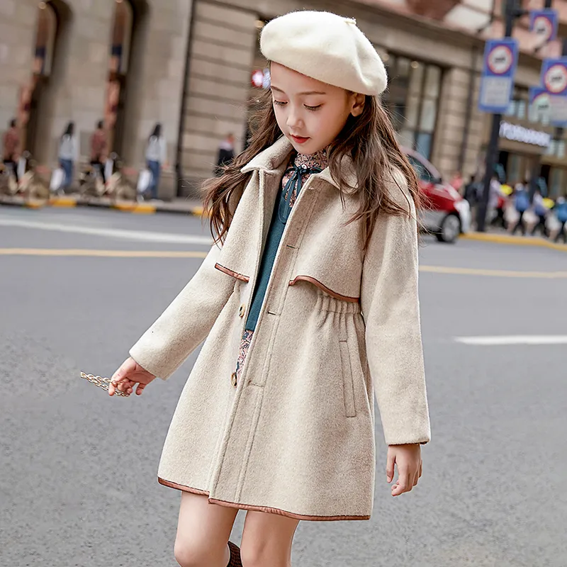 Autumn Girls Luxury Woolen Jacket European Style Tweed Overcoat