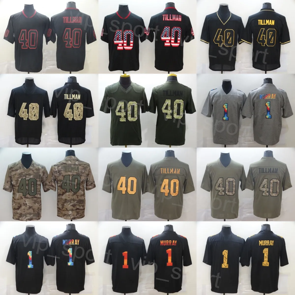 Herren 40 Pat Tillman Football Trikot 1 Kyler Murray Uniform Gruß, um USMC -Göttin beizubehalten