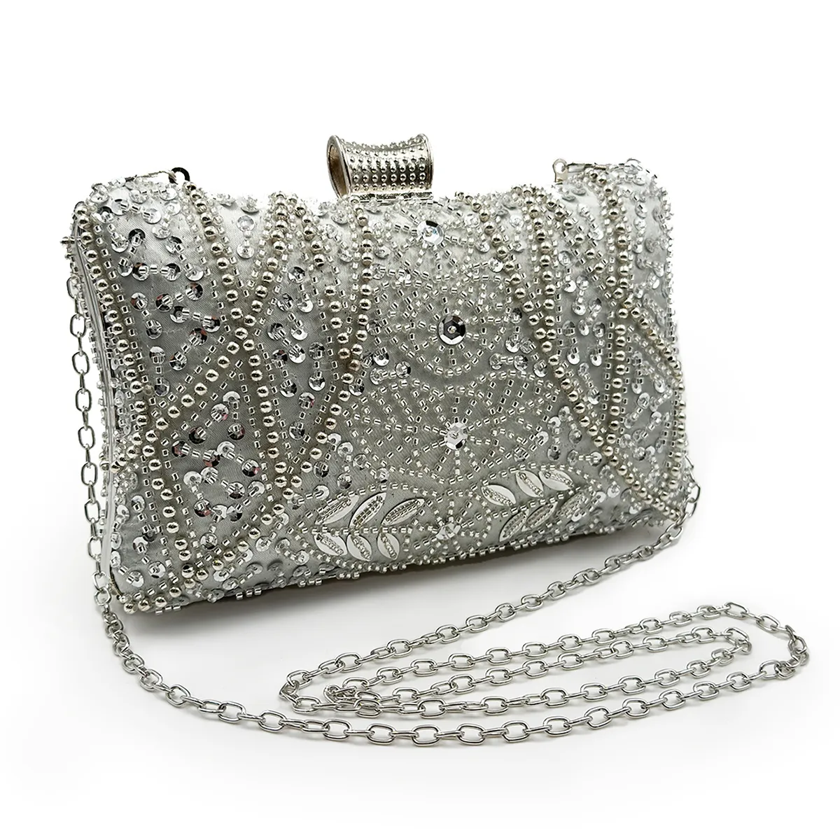 Evening Bags DG PEAFOWL Frame Women Formal Sliver Beaded Purses and Handbags Bridal Sequins Clutch Bag Cocktail Party bag 230814