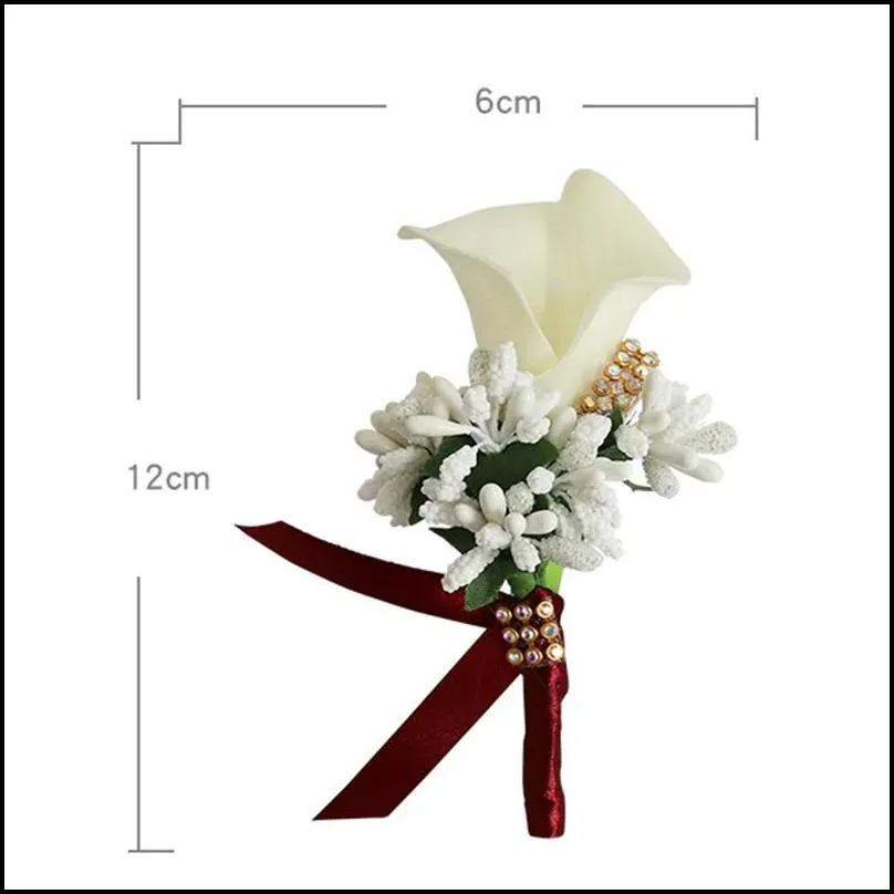 wedding groom groomsman boutonniere artificial flower corsage man suit brooch clipon for bridal party decoration