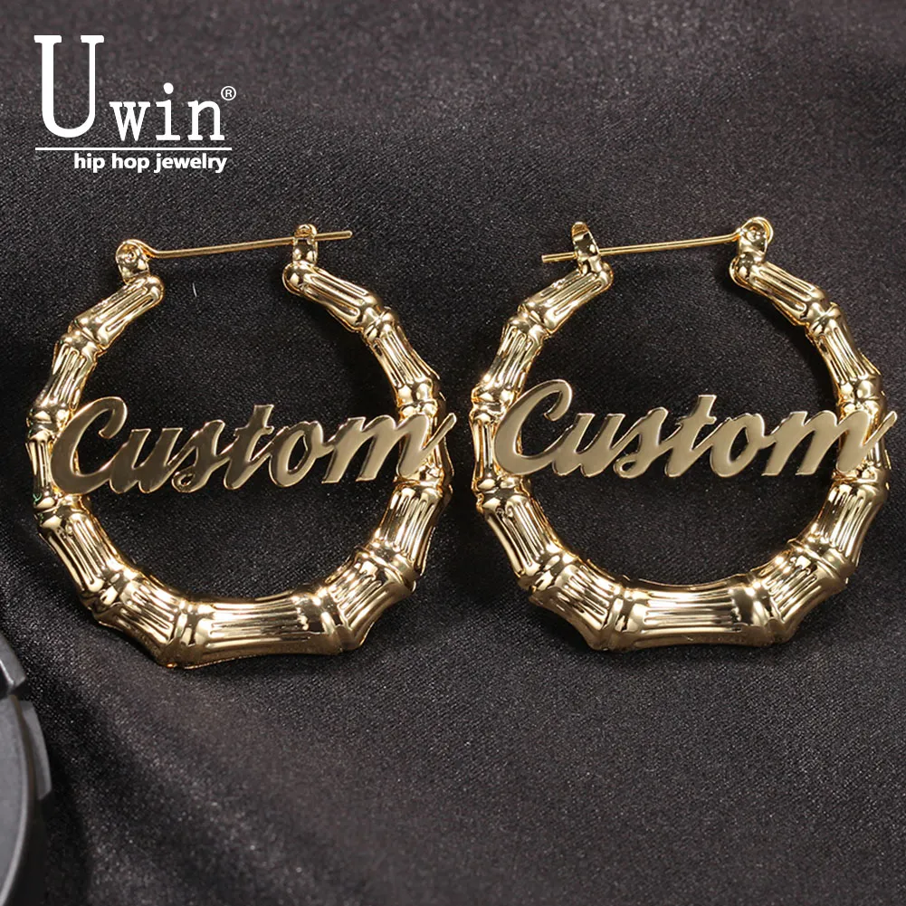 Hoop Huggie Uwin DIY Letters Earring Heart Stainless Earrings For Women Large Bougtique Acrylic Earrings Trendy Accessories Jewelry 230814