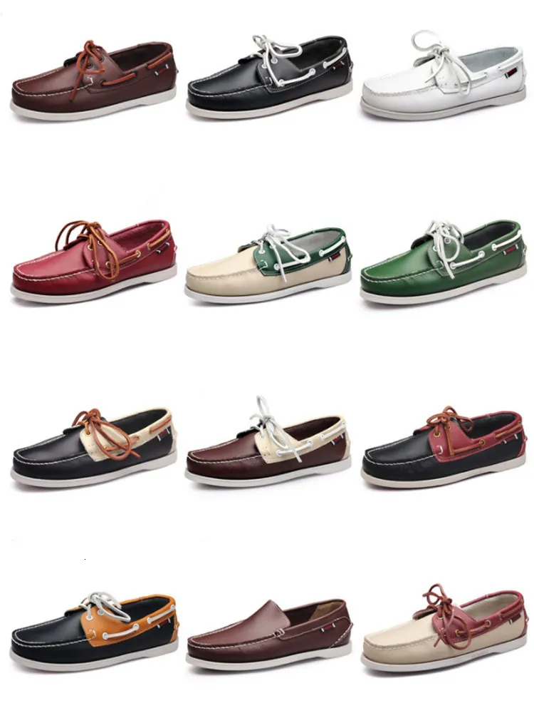 Elbise ayakkabıları erkek loafers moda gerçek deri rahat düz slip-on sürüş ayakkabı tekne ayakkabı rahat tembel erkek ayakkabılar 230814
