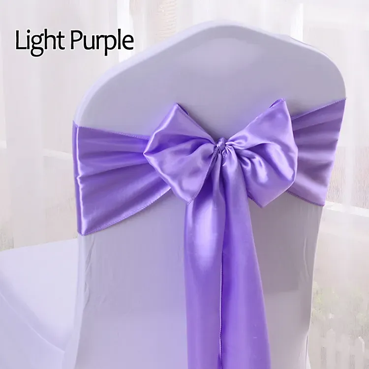 Silk Satin Ribbon Bow Chair Sashes For Banquet Chair Wedding Party Decoration Chair Band Romantic Formal Occasion Wedding Supplies