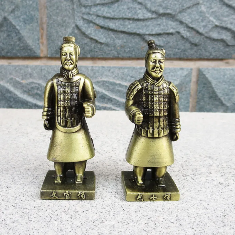 航空機Modle Vintage Terracotta Warriors and Horses Alloy Decor Model Retro Home Decoration Pogration Props Model First Emper of Qin 230815