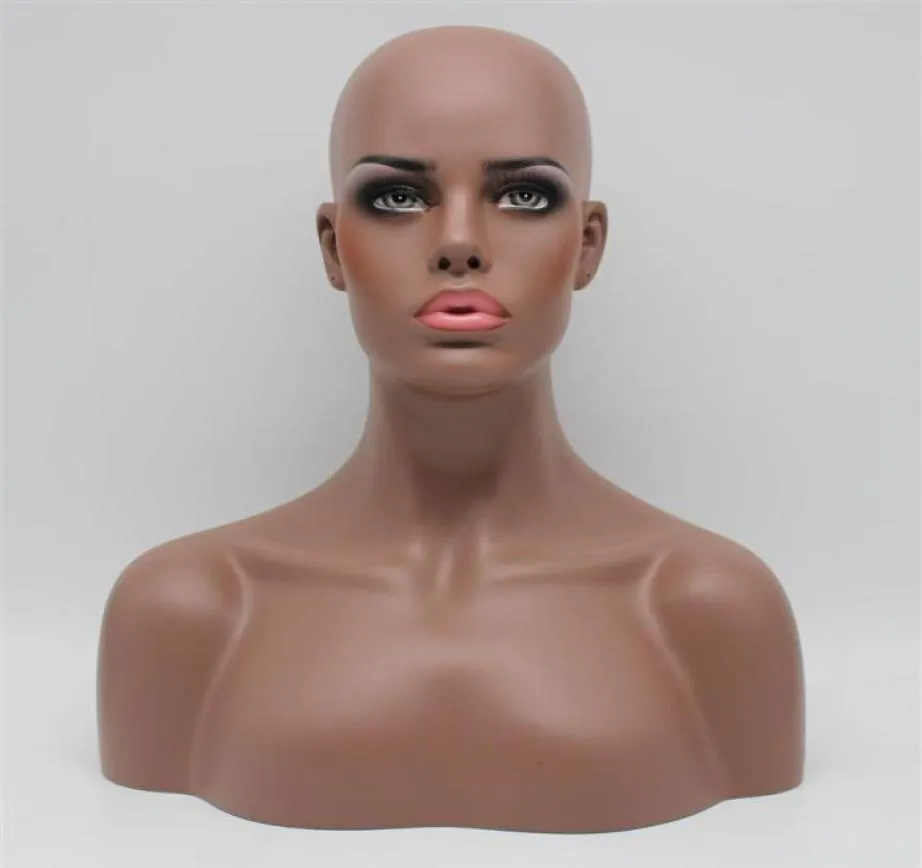 One Piece EMS Fiberglass African American Female Black Mannequin Head