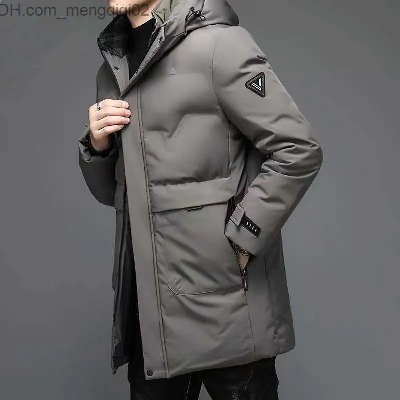 Mäns jackor Men Parka Winter Hooded Long Cotton Jacket tjock termisk vindtät blixtlås stor fickjacka Casual Fashion Classic Outdoor Coat Z230816