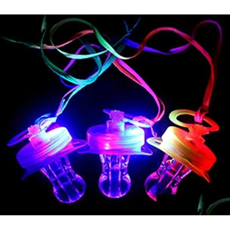 Other Event Party Supplies Festive Home Garden 200Pcs/Lot Led Pacifier Whistle Light Necklaces Nipple Flashing Kids Toy For Christma Dhjep