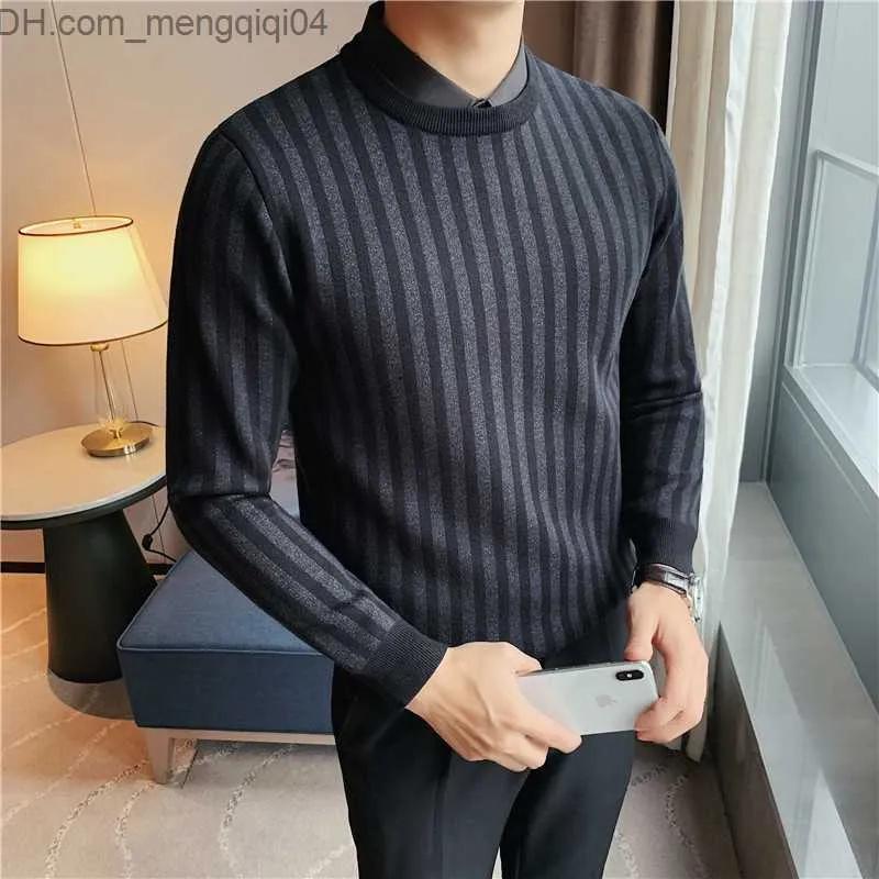 Herrenpullover gefälschter zweiteiliger Pullover europäischer und amerikanischer Vintage Plaid Herbst Herbst Neue High-End-Sweater Casual Pull Muster Herren Z230815