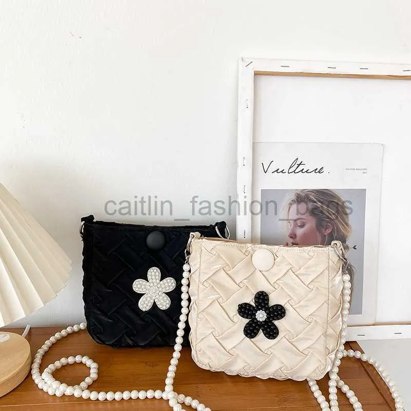 Сумки для плеча 3D цветочный мешок с кросс кусочке для тканевой пакеты Fairy Simple Style Жемчужный цепь маленькая сумка девочка Summer Small Bag High Sense Caitlin_fashion_bags