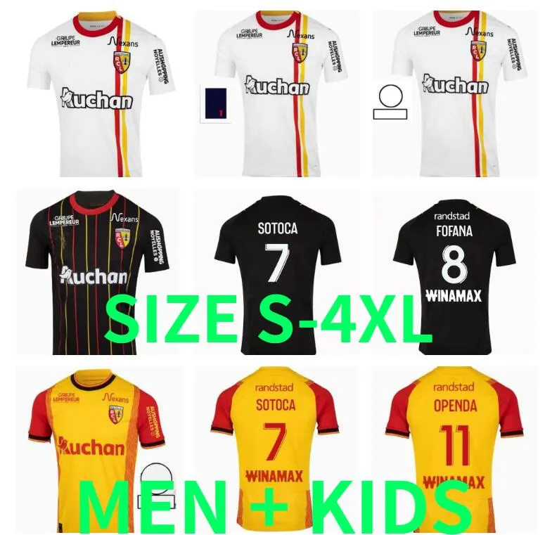 Maillot RC Lens 23 24 Futbol Formaları Ev Sarı Saint-Barbe Özel Kakuta Openda Ganago Sotoca Fofana Futbol Gömlek 2023 Çocuk Notre Sang Estor Boyutu S-XXXL XXXXL