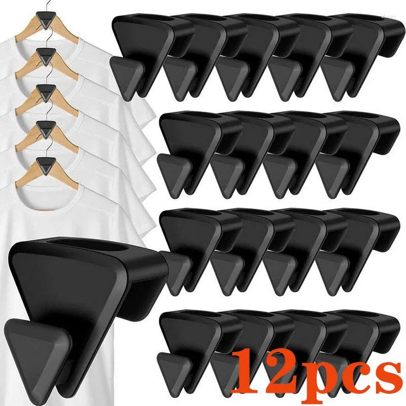 Cabides para ganchos cabide armário de pano rack gancho armário de armário Triângulos de economia de conexão de espaço Organizador 12pcs