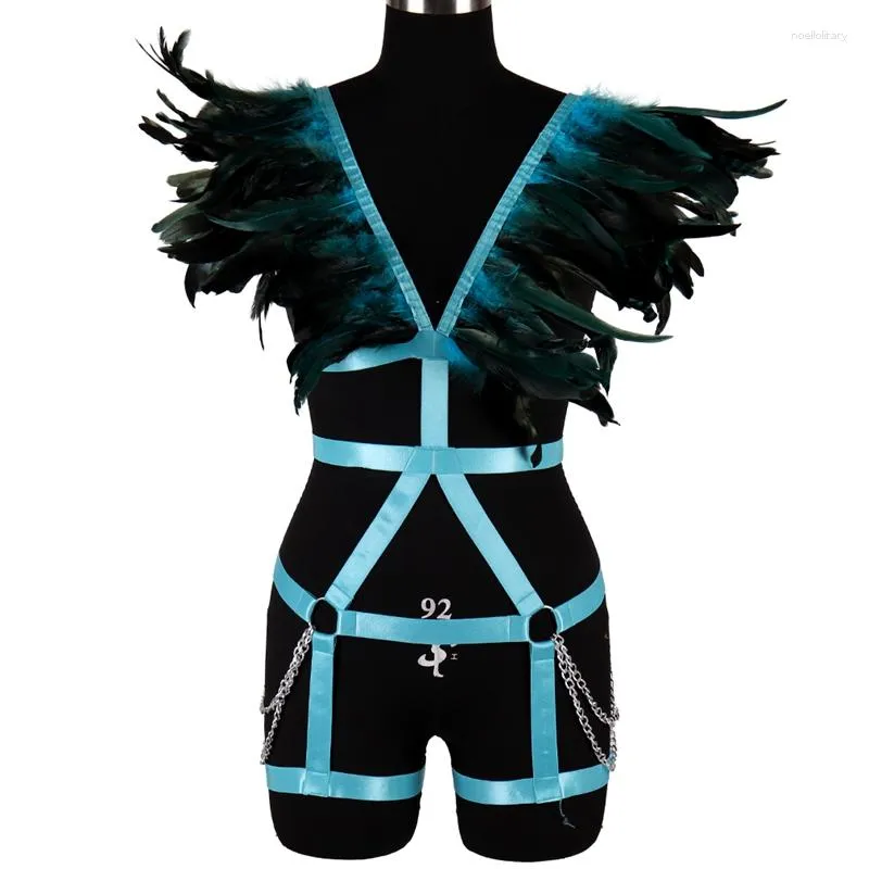 Sexy Gothic Harness Set With Feather Body Bondage, Bras N Things Garter  Belts, Suspenders, Leg Chain, And Punk Lingerie For Women From  Noellolitary, $28.17