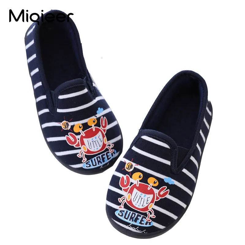 Slipper Boys Children Home Slippers Autumn Spring Winter Cotton Tyg Anti Skid Soft Sole Kids House Shoes Warm Floor Footwear 230814