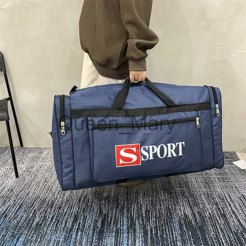 Duffel -Taschen faltbare tragbare Reisetasche für Männer große Tragetaschen mit Gepäck -Umhängetaschen Blau schwarze Casual Sport Fitnessstudio Duffle Handtasche Xa859f J230815