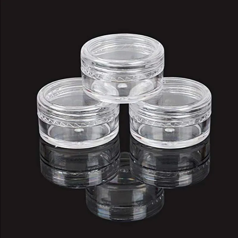 Pots transparents ronds de 5G/5ML avec couvercles blancs pour petits bijoux, peintures de maintien/mélange, accessoires d'art et autres articles d'artisanat Kjtbb