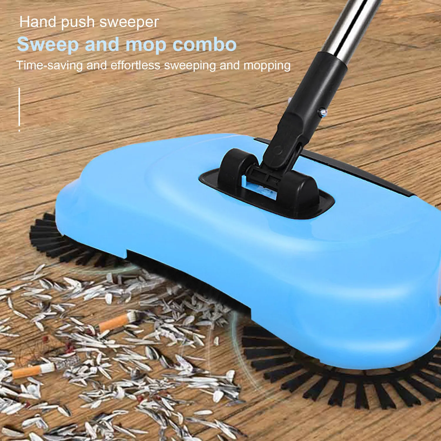 Hand Push Sweepers Sweeping Machine Type Magic Broom Dustpan Handle Household Stainless Steel Cleaning Package Sweeper Mop 230815