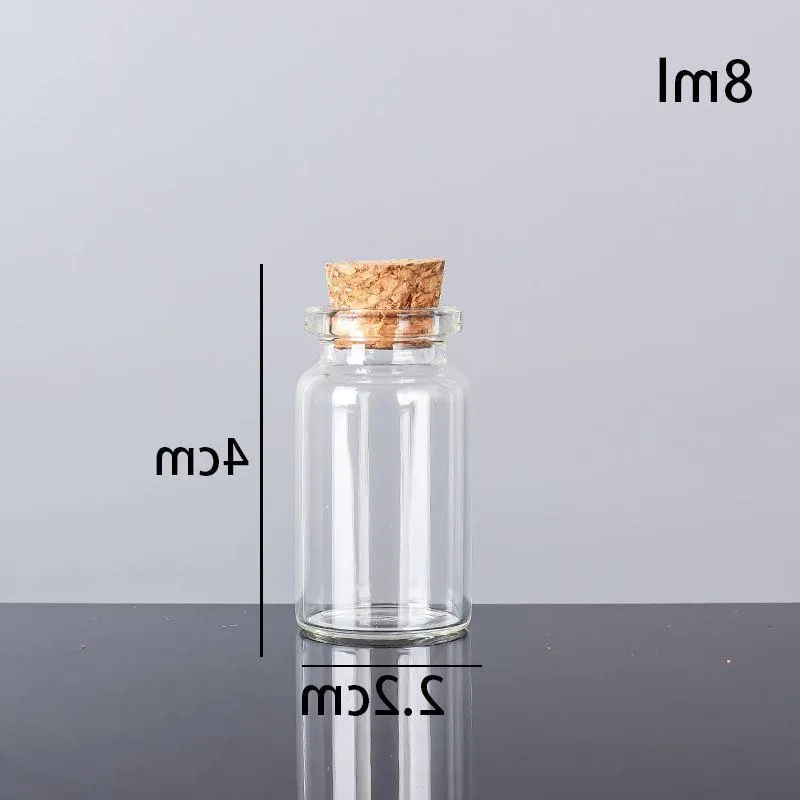 8 ml 22x40x125mm små mini klara glasflaskor med korkstoppare/ meddelandebröllop önskar smyckeparti gynnar kshhl