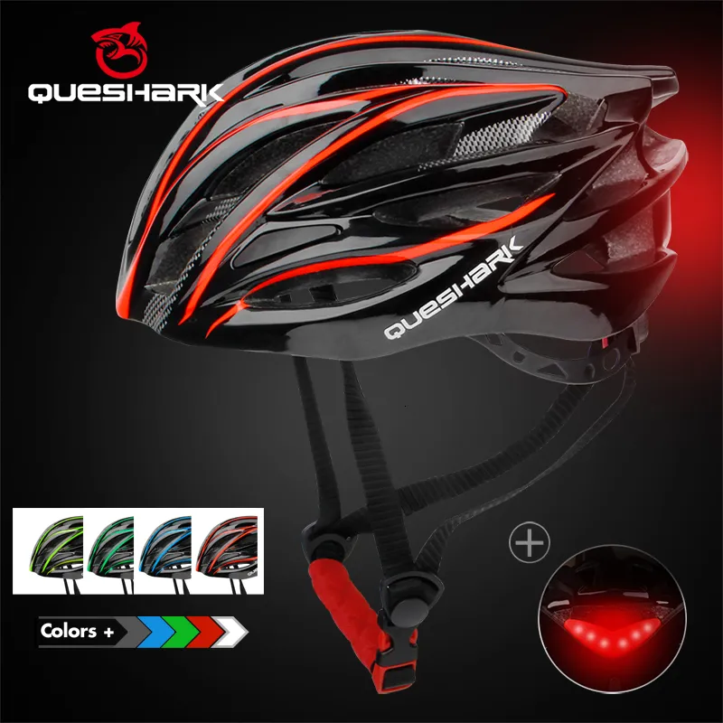 Cycling Helmets QUESHARK Men Women Ultralight Helmet Led Taillight MTB Road Bike Bicycle Motorcycle Riding Ventilated Safely Cap 230815