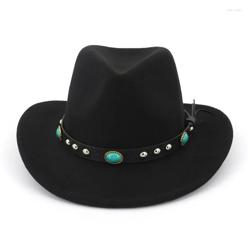 Beret Bull Rider Jazz Fedora Sunhat Men Women ha sentito cappelli Banda nastro Cappello da cowboy Western Black 6 Colori Trilby Bowler per unisex