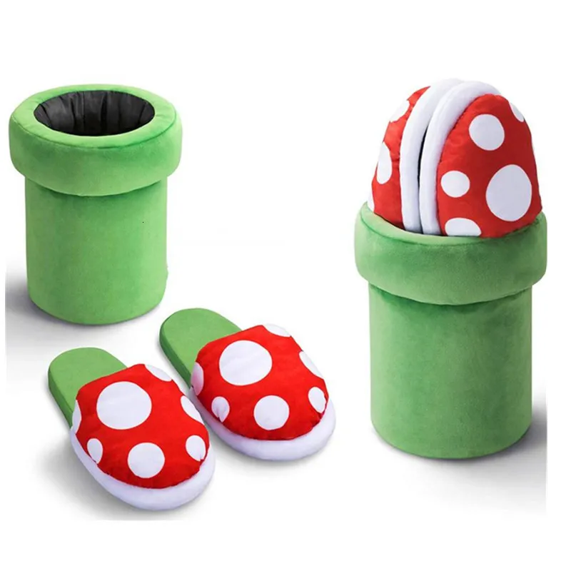 Mushroom Home Slippers Plush Piranha Plants Plush Funny Slippers Loafer  with Pipe Pot Holder Funny Gifts for Women Mens Teens - AliExpress
