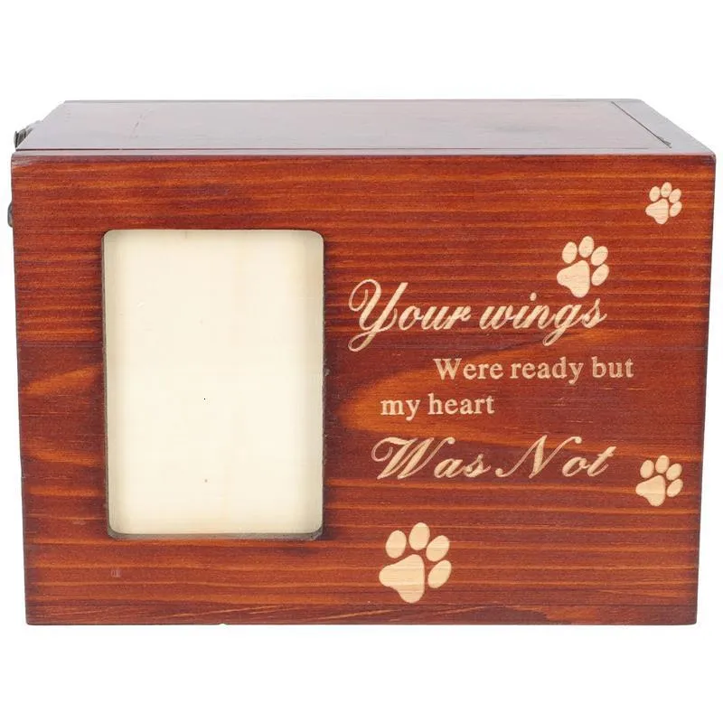 Altre forniture per gatti 1 Pet Urn Box Dog Urns Cremation Memorial Memorial Keepsake Callo Callo Ceni di legno Ceni Memoria Funerale Funerale Funeral Bone o 230814