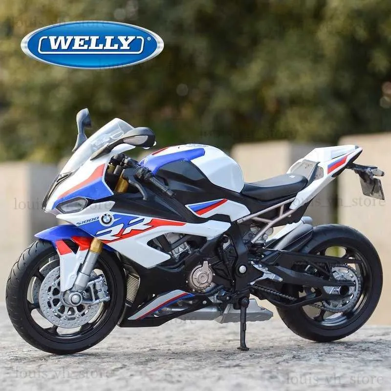 Welly 1 12 Bmw S1000RR 2021 гоночные мотоциклы моделирование сплав сплав модель модели модели амортизаторы Коллекция Toy Car Kid Gift T230815