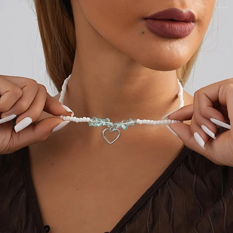 Anhänger Halskette kreative mehrfarbige Kristallsteinhöhle Halskette für Frauen Einfache Damen Bohemian Style Handmade Perlen -Schmuck Schmuck