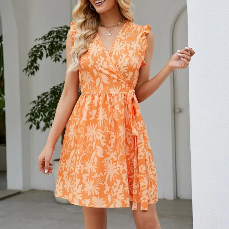 Casual Dresses Summer Short Fashion Floral Printed Sleeveless