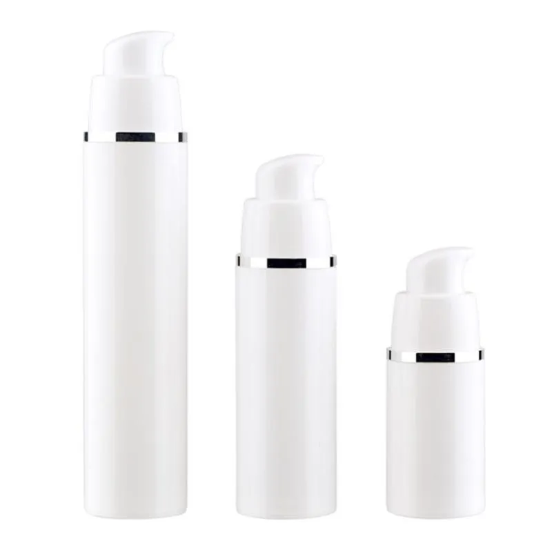 15 30 50 ml leere nachfüllbare weiße hochgradige luftlose Vakuumpumpe Flasche Plastik Lotion Behälter Rohr Reisegröße AAFFC