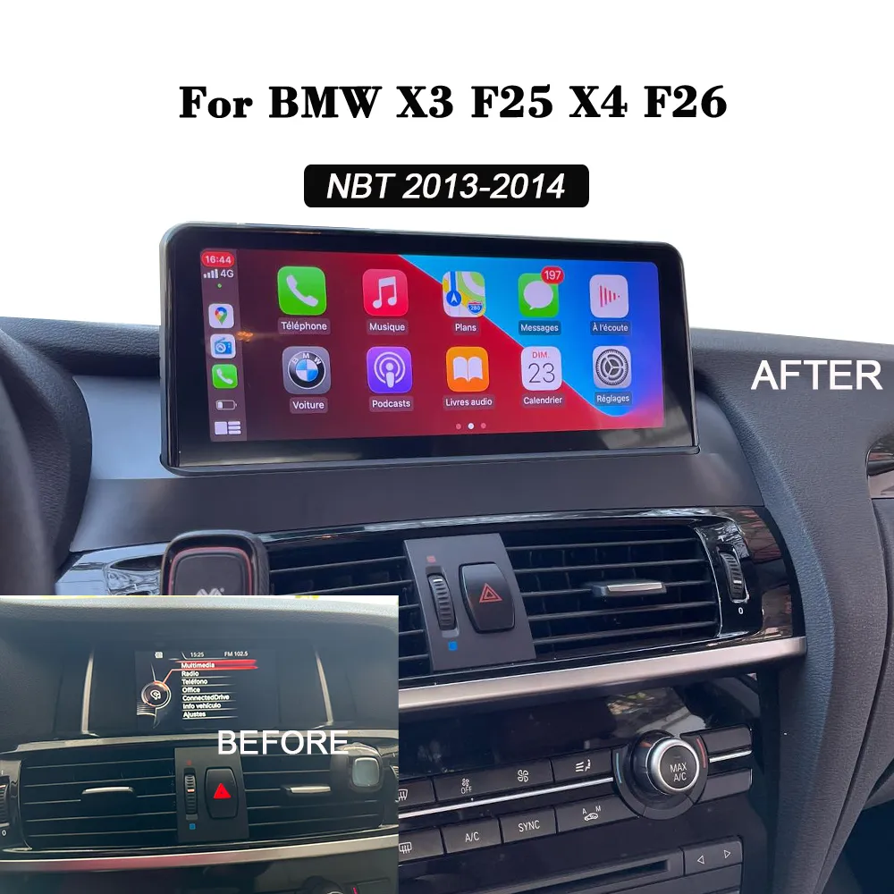 Android13 Kafa Ünitesi 10.25 "BMW X3 F25 X4 F26 NBT 2013-2016 Multimedya Navigasyon Sistemi Yükseltme Dokunmatik Ekran Apple Carplay Android Auto Multimedya Otomobil DVD