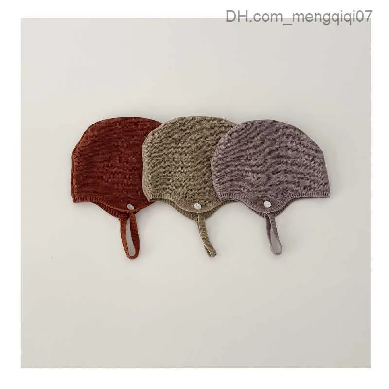 Caps Hats 2023 Korean Neonatal Knitted Hat Adjustable Children's Beanies Soft Baby Hat Neonatal Photography Props Baby Knitted Hat Z230815