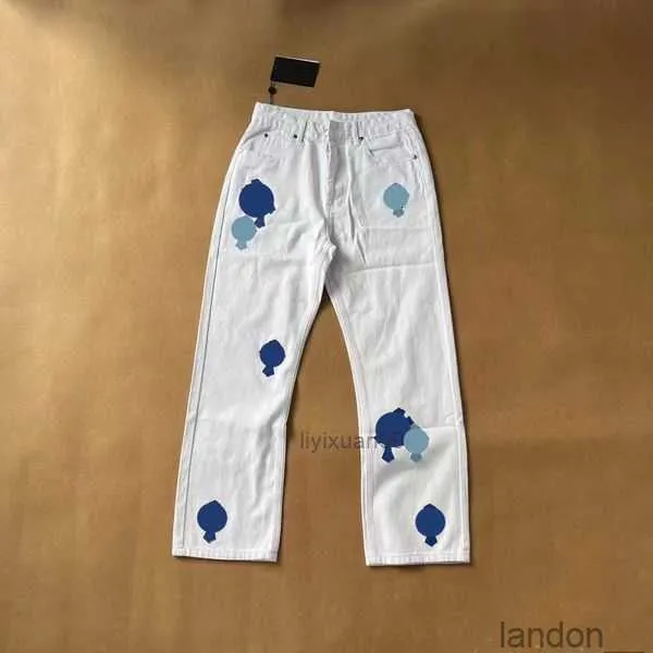 2023 CH Дизайнерские джинсы для мужских мужских заставляют старые вымытые брюки Прямые брюки Сердце Печать Женщина Мужчина Случайный длинное дни