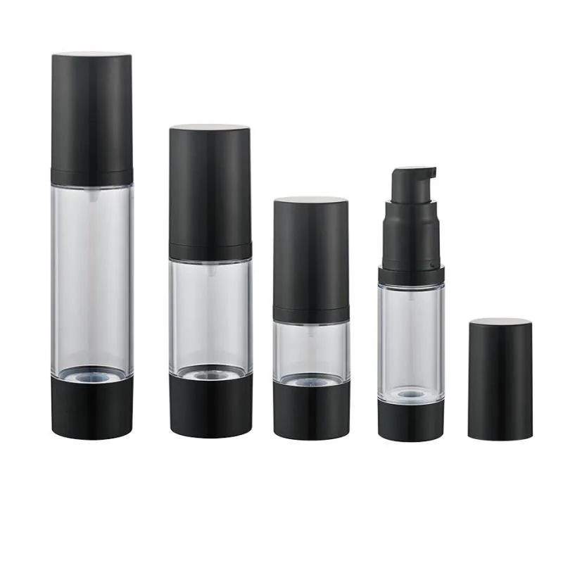 15 30 50 80 100 120 ml Airless Pump Bottle-Tome Refillable Black Airless Vacuum Pump Cream Lotion Make Up Bottle toalettartiklar Liquid Cont Lgia