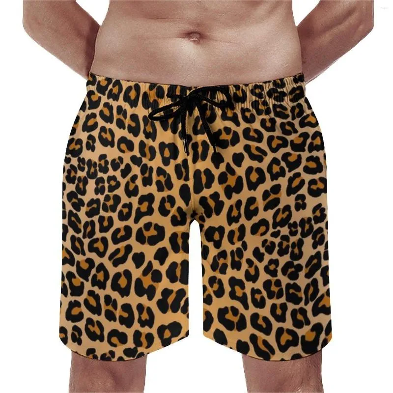 Mäns shorts Animal Print Board Leisure Man Short Yellow Leopard Plus Size Pants