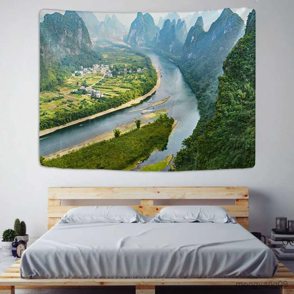 Tapestries berglandschap tapijtwand hangende snelweg natuurlijke eenvoudige reis sprei home art decor r230815