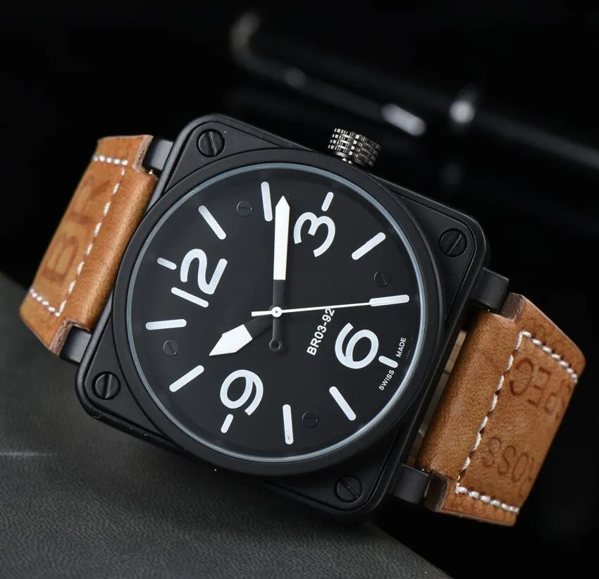 32% OFF montre montre hommes automatique mécanique cloche cuir marron noir Ross caoutchouc montre-bracelet