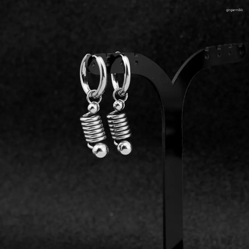 Dingle örhängen Korea pojkar kpop DNA rostfritt stål stud elastisk vårpärla hänge öronklipp för kvinnor flickor smycken festgåvor