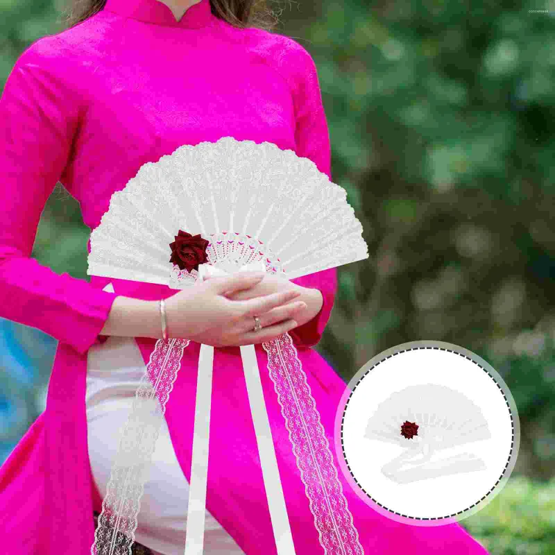 Dekorative Figuren Lolita Fan Cosplay chinesische Style -Requisiten Frauen falten Tanz Plastik -Handlüfter Spitze für Retro Folding Miss