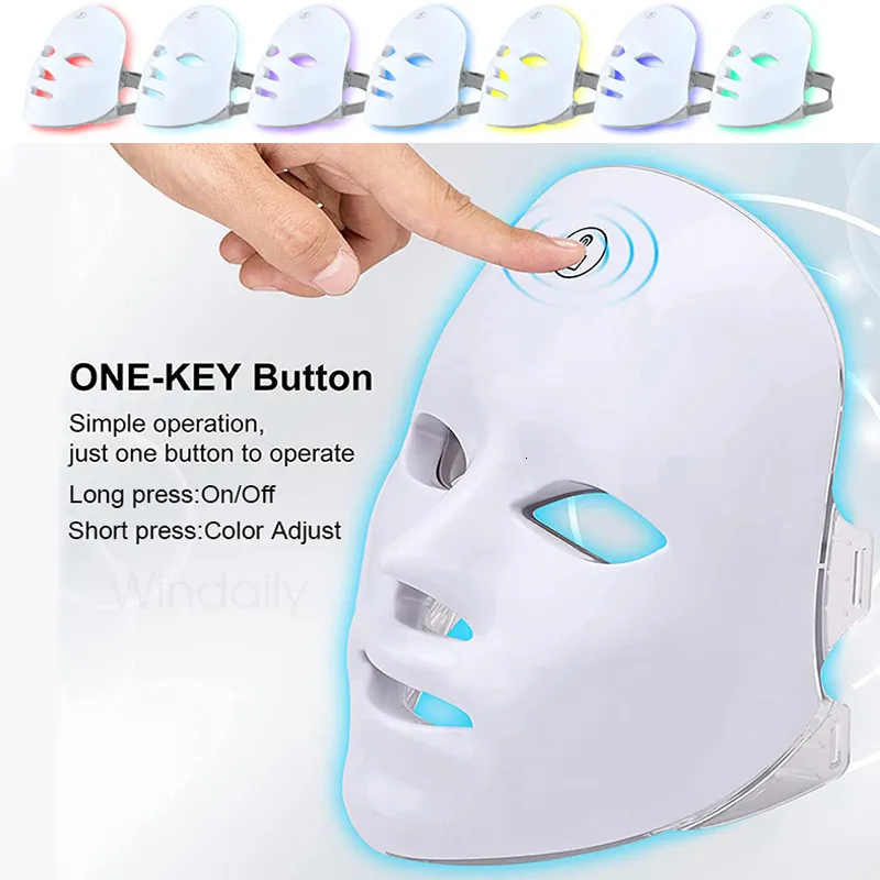 Face Massager 7-Color LED Mask Potherapy Face Machine Skin Rejuvenation Anti Acne Wrinkle Removal Skin Care Mask Skin Brightening 230814