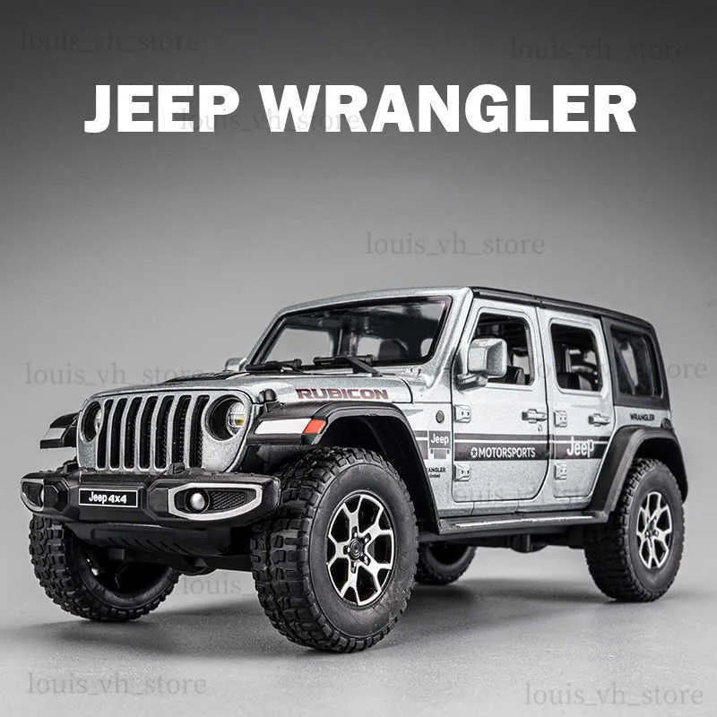 1 22 Jeeps Wrangler Rubicon Alloy Model Car Toy Diecasts Metal Casting Pull Back Sound and Light Car Toys för LDREN fordon T230815