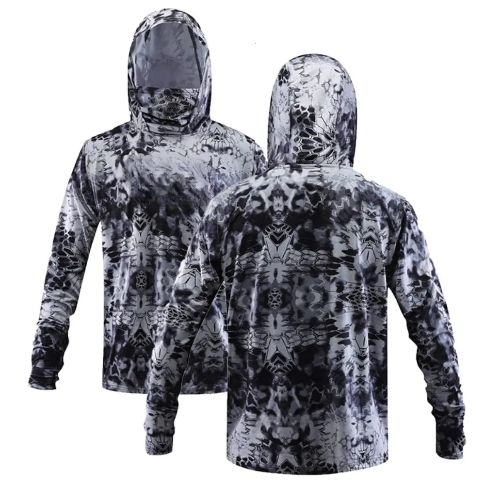 Outdoor T-Shirts Fishing Shirt UPF 50 Hooded Fishing Clothes Men Face Cover  Hoodie Sun Protection Mask Jersey Breathable Camisa De Pesca 230814