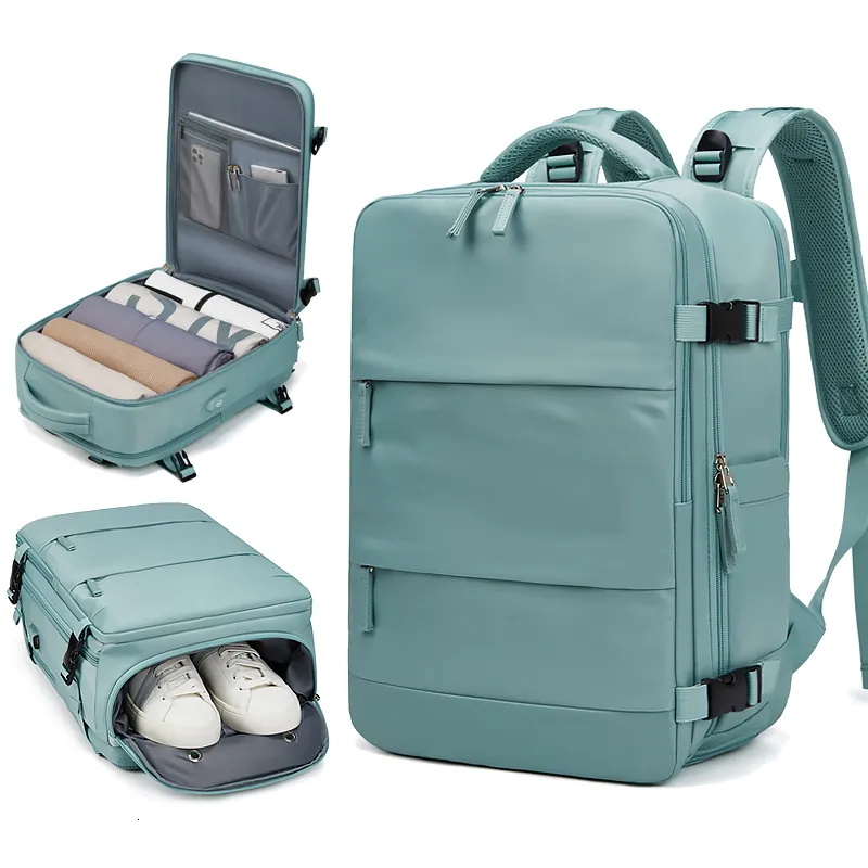 Schooltassen vrouwen reizen Backpack Teenage Girl USB Charging Business Laptop Backpack met schoentas 15,6 inch waterdichte school rugzak 230814