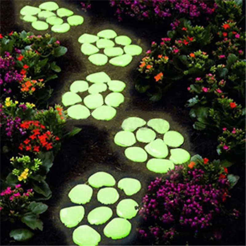 Decorações de jardim Decoração Pedras luminosas brilham em seixos decorativos escuros Decoração de tanques de peixe ao ar livre Rochas de seixos Aquário Mix Cor 230814