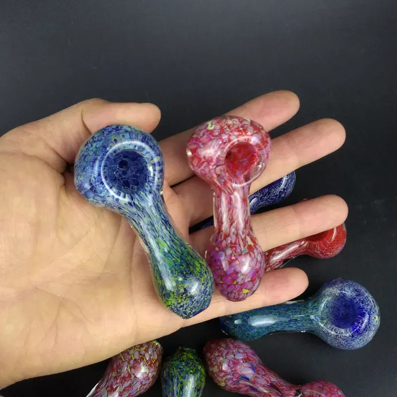 New Arrival Pink Blue Smoking Pyrex Oil Burner Pipes Spoon Glass Pipe Hand Smoke Tobacco Dry Herb In Stock