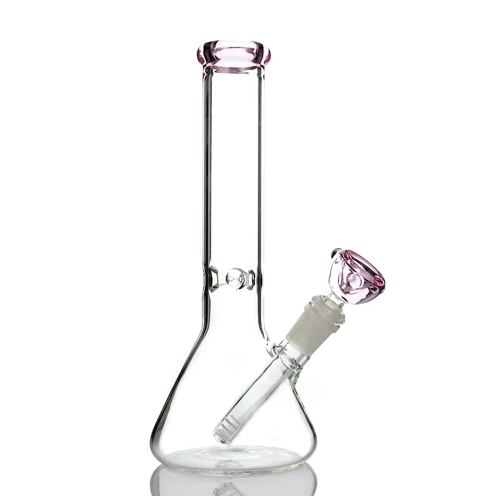 10 inch glass water bong hookah pink dab oil rig bubbler tall thick beaker mini smoking pipe with 14mm bowl