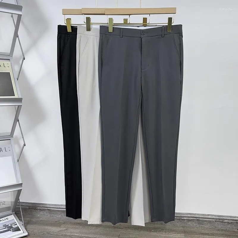 Pantaloni da uomo primavera estate sottile uomo coreano pantaloni casual dritti drappeggio di colore solido slim khaki grigio grigio lunghezza